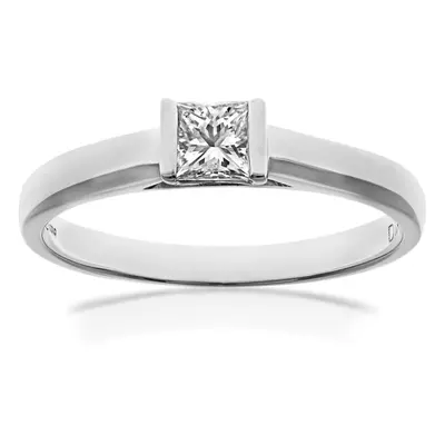 (P) Jewelco London 18ct White Gold Ring, 0.25ct Certified Diamond, Princess Cut