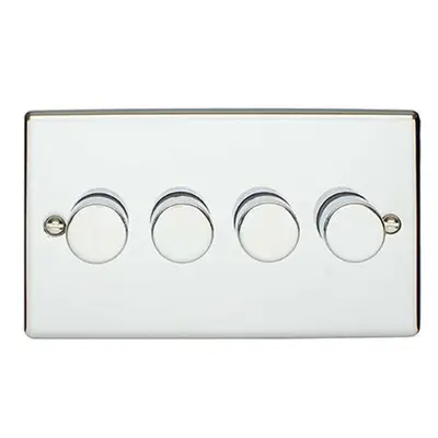 4 Gang 400W Way Rotary Dimmer Switch CHROME Light Dimming Wall Plate