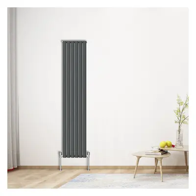 (Vertical 1800x354mm - Single) NRG Oval Column Designer Radiator Bathroom Central Heating Anthra