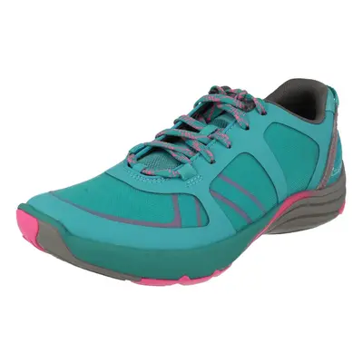 (UK 4, Teal (Blue)) Ladies Clarks Active Wear Trainers Wave Kick - D Fit