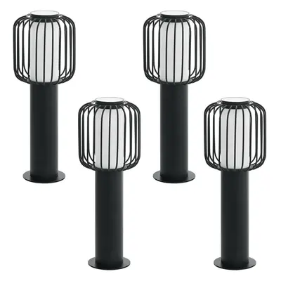 4 PACK IP44 Outdoor Pedestal Light Black Steel 1x 28W E27 Wall Gate Lamp