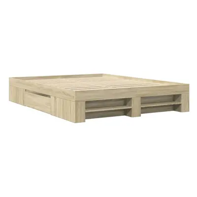 vidaXL Bed Frame Bed Base Sonoma Oak 150x200 cm King Size Engineered Wood