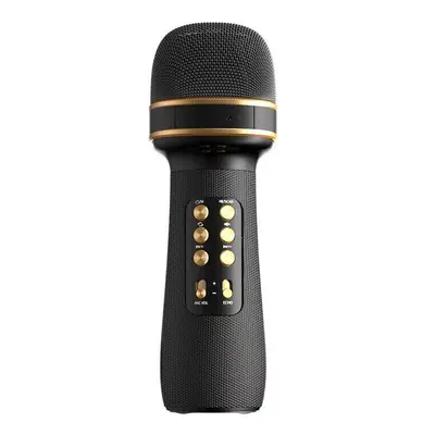 (Black) Wireless Bluetooth 5.0 Condenser Microphone Speaker FM Radio Integrated Mic for IOS Andr