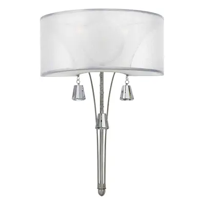 Twin Wall Light Crystal Accents Double Translucent Shade Nickel LED E14 60W