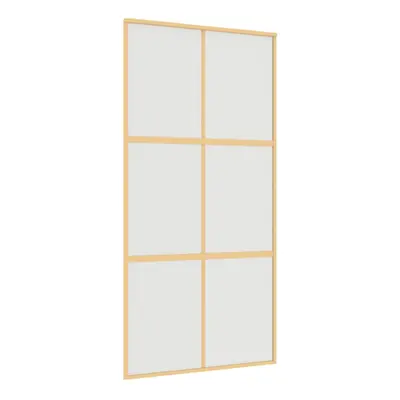 vidaXL Sliding Door Interior Barn Door Gold Frosted ESG Glass and Aluminium