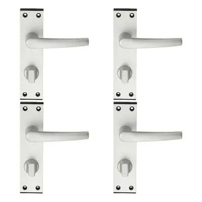 4x PAIR Straight Handle on Bathroom Backplate x 38mm Satin Aluminium