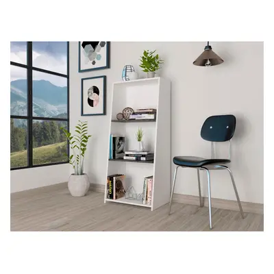 White Tier Bookcase With Grey Oak Effect Panels Shelves Living Room Storage