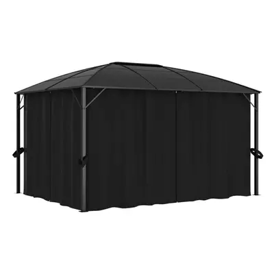 vidaXL Gazebo With Curtains 400cm Anthracite Garden Canopy Shelter Party Tent