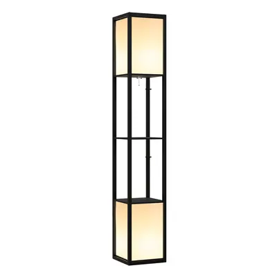 HOMCOM Shelf Floor Lamp with Dual Light, for Living Room, Bedroom, Black