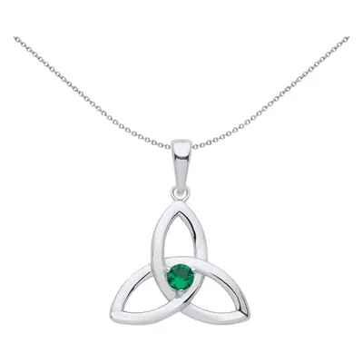 Jewelco London Ladies Sterling Silver CZ Celtic Trinity Trefoil Triquetra Knot Solitaire Pendant