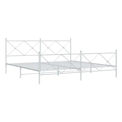 (white, 200x200 cm/with headboard & footboard) vidaXL Metal Bed Frame with Headboard and Footboa