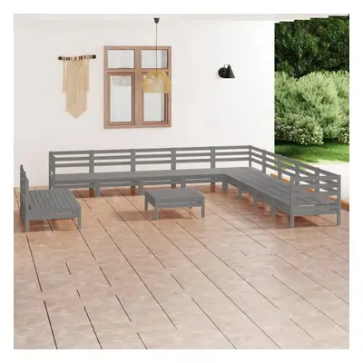 vidaXL Garden Lounge Set Outdoor Lounge Set Piece Solid Wood Pine Grey