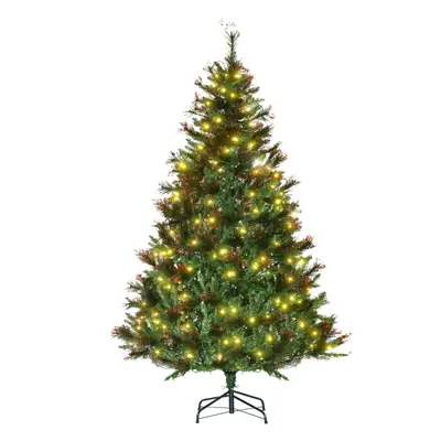 HOMCOM 6FT Pre-Lit Christmas Tree Artificial Spruce Tree Holiday DÃ©cor Stand