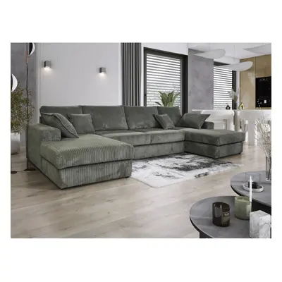 Rest Large Double Sofa with Footstool U-Shaped Grey