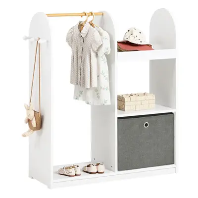 SoBuy KMB40-W, Children Kids Wardrobe with Clothes Rail, Storage