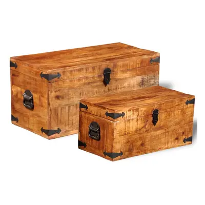 Rough Mango Wood Storage Chests Set of Boxes Cases Trunks for Toy/Craft/Tool