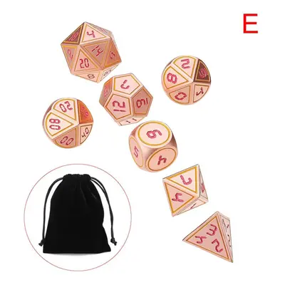 () 7pcs Heavy Metal Polyhedral Dices DnD RPG SET w/ Bag