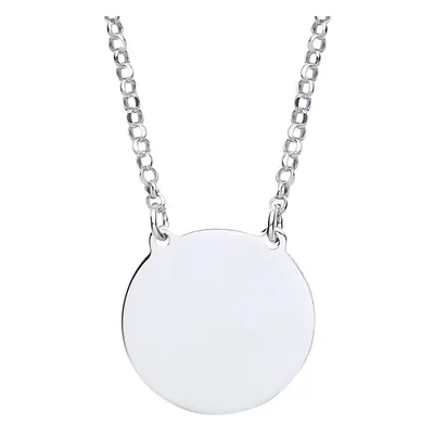 Jewelco London Ladies Sterling Silver Round Disc Tag Medallion Necklace + inch - GVK191