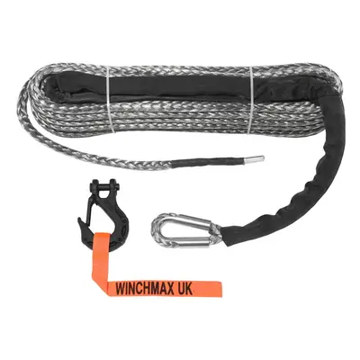 Synthetic Winch Rope 28mx11mm. 3/8 Inch Tactical Hook. Hole Fix