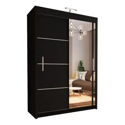 (150cm, Black) Sliding Mirror Door Wardrobe | Vision