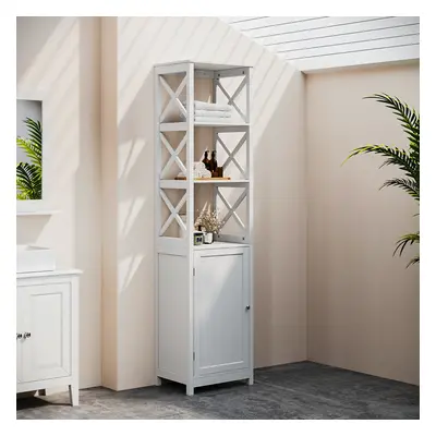 (White) Freestanding Wooden Bathroom Tall Cabinet