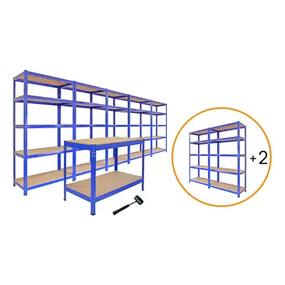 Garage Racking Bundle Boltless 5-Tier Heavy Duty Garage Shelves & Workbench