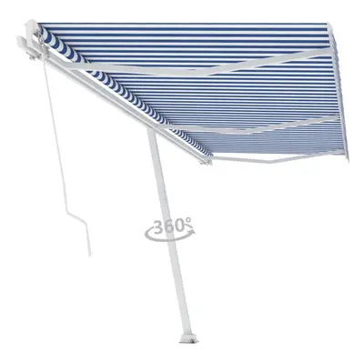 vidaXL Freestanding Manual Retractable Awning 600x300 cm Blue/White Outdoor