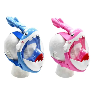 Kids ANTI-FOG Full Face Swimming Mask - PINK Shark - Adjustable Pool Snorkel