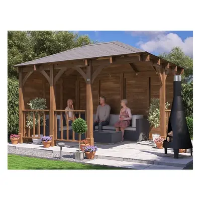 Dunster House Corner Gazebo Kit 4m x 3m Leviathan with Side Walls and Roof Shingles