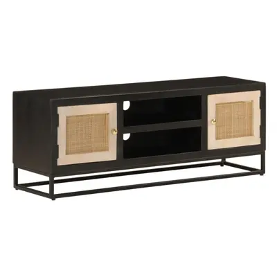 vidaXL TV Cabinet Sideboard TV Unit TV Stand Black Solid Wood Mango and Iron