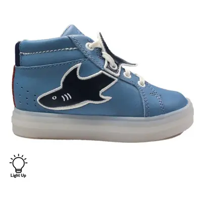 Flare Scale Hi Toddler | Mid Blue Leather | Childrens Light Up Sneaker Boots