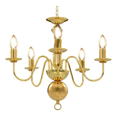 vidaXL Chandelier Golden 5xE14 Bulbs Ceiling Pendant Lamp Living Room Light