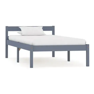 vidaXL Solid Pine Wood Bed Frame Grey 100x200cm Single Bed Bedroom Furniture