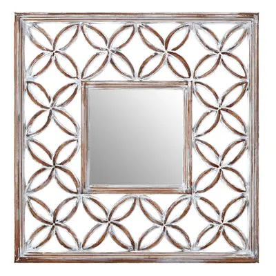 Premier Housewares Antique White Lattice Frame Wall Mirror