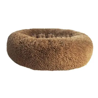 (Khaki, S) 40-100cm Pet Supplies Kennel Round Plush Pet Nest Padded Soft Warm For Cat Bed Mat Pa