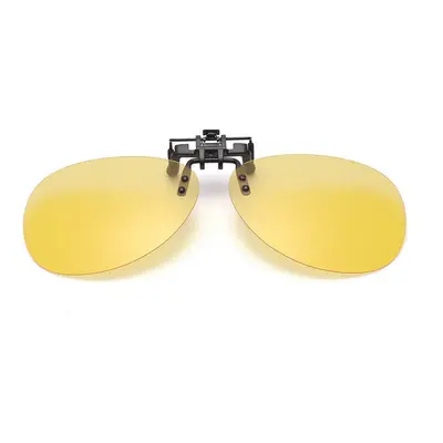 (Yellow) Sunglasses Mirror Pilot Polarized Clip on Night Vision Lens Anti-fog