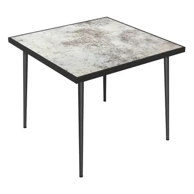 Outsunny Outdoor Dining Table for with Marble Effect Tempered Glass Top Grey