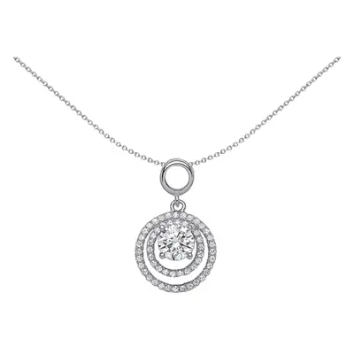 Jewelco London Ladies Sterling Silver Cubic Zirconia Halo Charm Necklace inch - GVP379