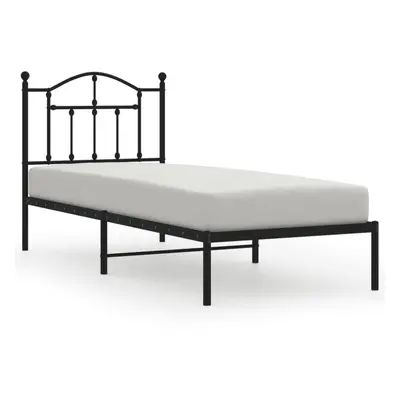 (black, x 200/with headboard) vidaXL Metal Bed Frame Bedroom Platform Bed Base Bedstead Mattress