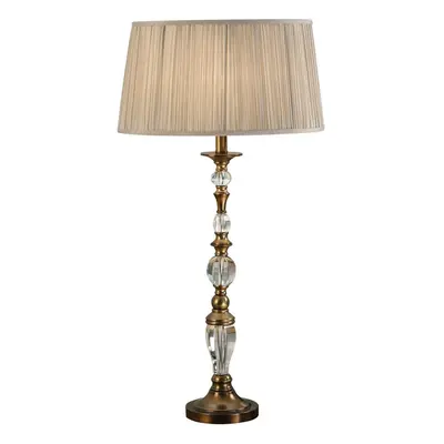 Diana Luxury Large Table Lamp Antique Brass Beige Shade Traditional Bulb Holder