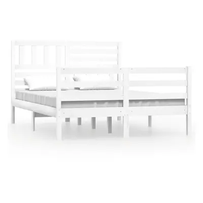 (white, x cm) vidaXL Bed Frame Bed Base Bedstead Bedroom Mattress Foundation Solid Wood