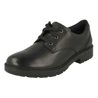 (Black, UK Child) Girls Clarks Lace Up School Shoes Dempster Lace Y