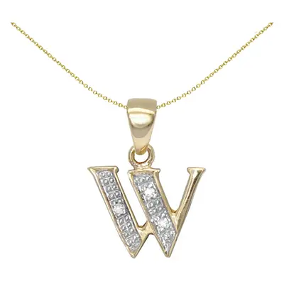 Jewelco London 9ct Yellow Gold Pave Set Round H I2 0.02ct Diamond Identity Dainty Initial ID Cha