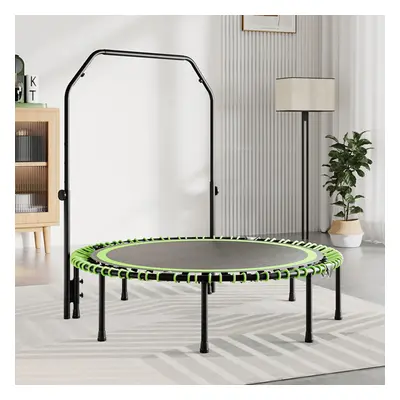 (Black&Green) 48in Bungee Cords Foldable Round Trampoline with Adjustable U-Handle Bar