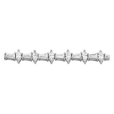 Jewelco London Rhodium Sterling Silver Marquise & Tapered Baguette CZ Horizontal Vertical Eterni