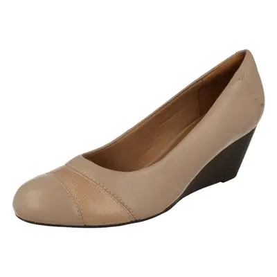 (UK 7, Sand (Beige)) Ladies Clarks Wedge Heeled Shoes Brielle Tacha - D Fit