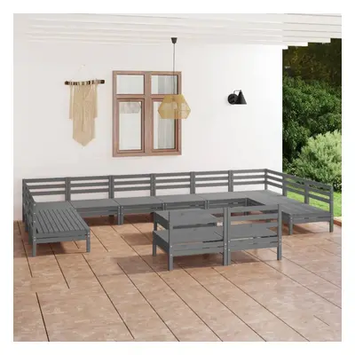 vidaXL Garden Lounge Set Outdoor Lounge Set Piece Grey Solid Wood Pine