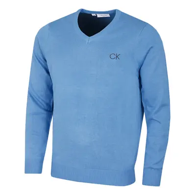 (M, Blue Marl) Calvin Klein Golf Mens V-Neck Tour Durable Comfort Sweater