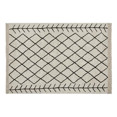 Cotton Area Rug x cm Beige and Black BOZKIR