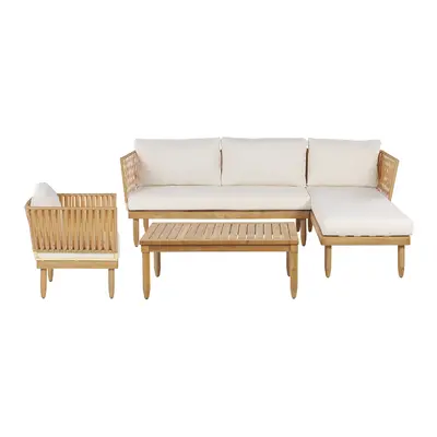 Corner Sofa CREMONA Acacia Wood Off-White